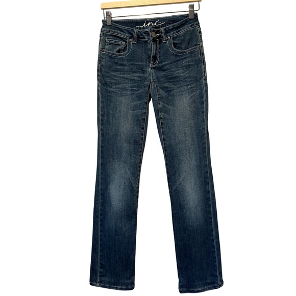 INC International Concepts Denim - INC International Concepts Womens Straight Leg Jeans Dark Wash Size 0